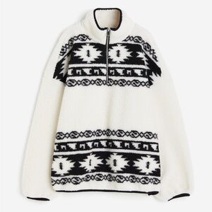 H&M Black and White Zip-Up Sweater